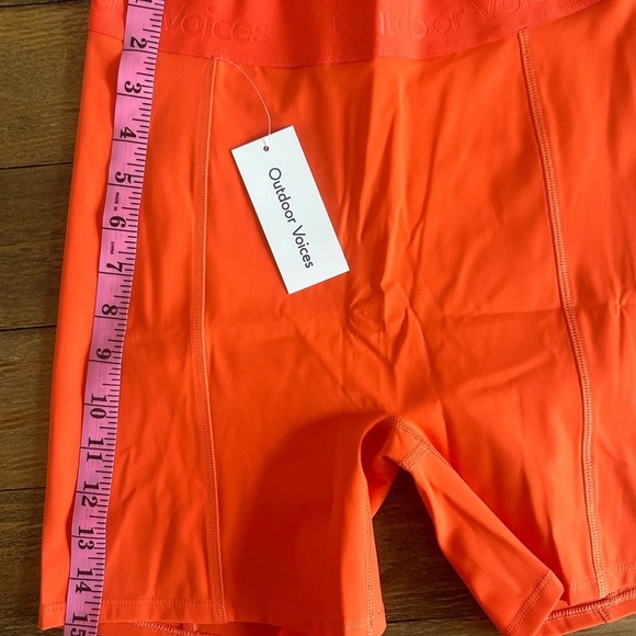 OUTDOOR VOICES  SuperForm 5" Orange Sundance Biker Shorts w/ Back Zipper Sz S - Picture 9 of 11